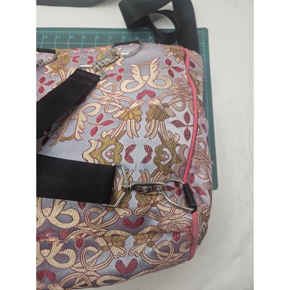 PETUNIA PICKLE BOTTOM Brocade Tote Diaper Bag Baby Backpack Pink - Picture 7 of 16